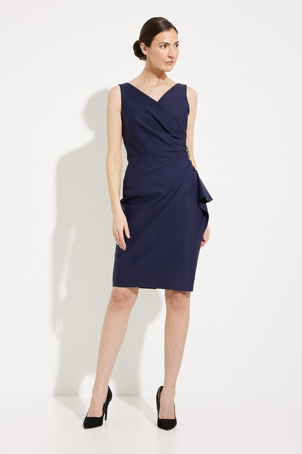 Ruched Wrap Front Dress 134005. Navy