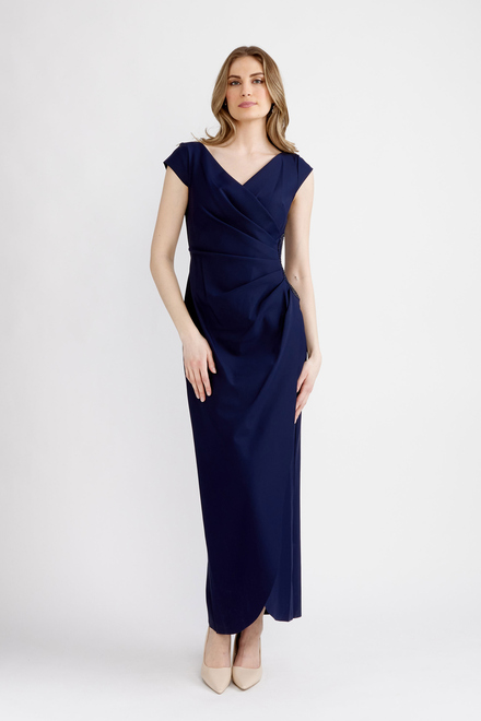Embellished Cap Sleeve Gown Style 134087. Navy