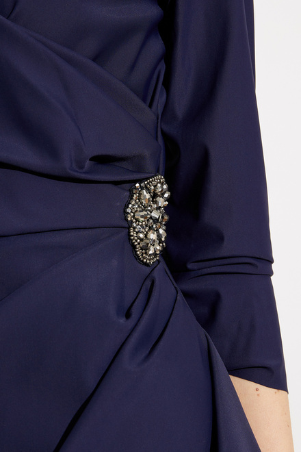 Beaded Detail Wrap Front Dress Style 134134. Navy. 3