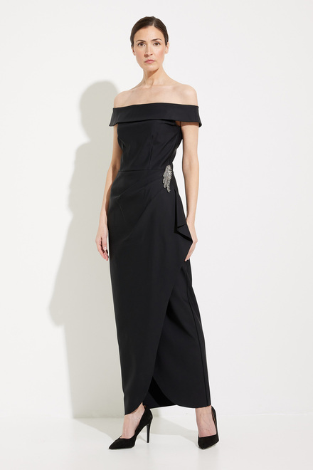 Off-the-Shoulder Embellished Gown Style 134164. Black