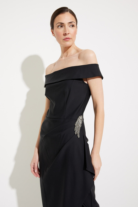 Off-the-Shoulder Embellished Gown Style 134164. Black. 3