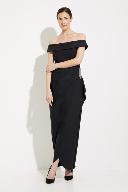 Off-the-Shoulder Embellished Gown Style 134164. Black. 5