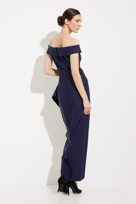 Off-the-Shoulder Embellished Gown Style 134164. Navy. 2