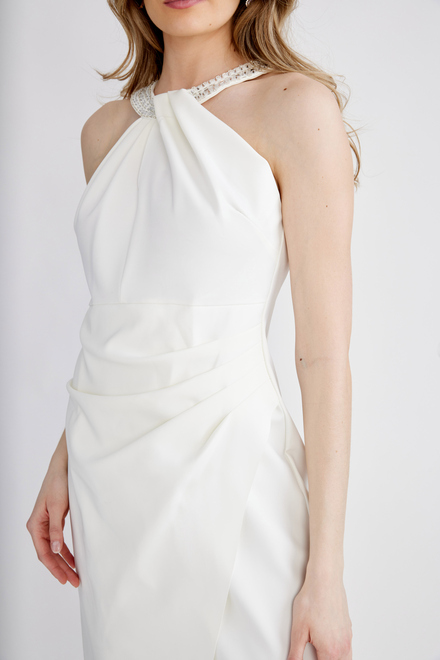 Beaded Halter Neck Dress Style 134165. Ivory. 5