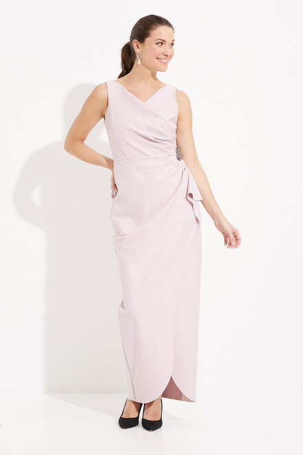 Wrap Front Beaded Gown Style 134200. Blush