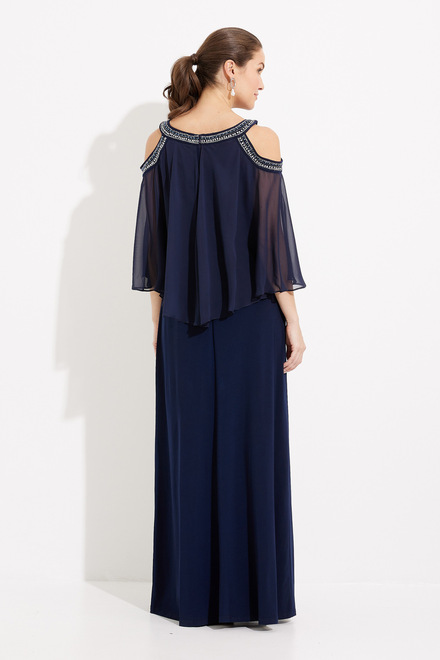 Cold Shoulder Chiffon Popover Gown Style 1351319. Navy. 2