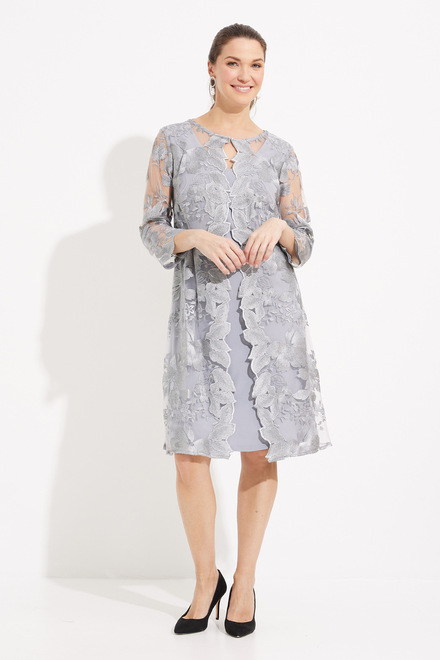 Embroidered Lace Jacket with Jersey Dress Style 81122202. Dove . 5