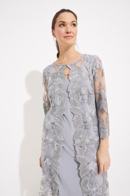Embroidered Lace Jacket with Jersey Dress Style 81122202. Dove . 3