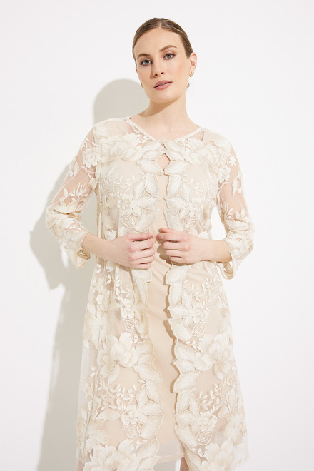 Embroidered Dress with Matching Jacket Style 81122337. Taupe. 4