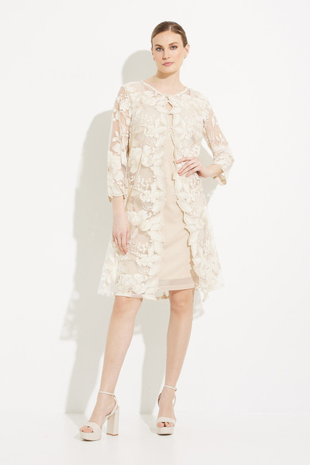 Embroidered Dress with Matching Jacket Style 81122337. Taupe