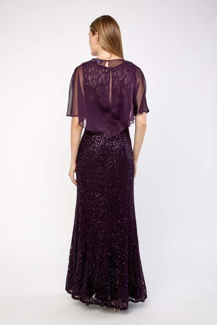 Fit &amp; Flare Gown with Chiffon Capelet Style 81122444. New Plum. 2