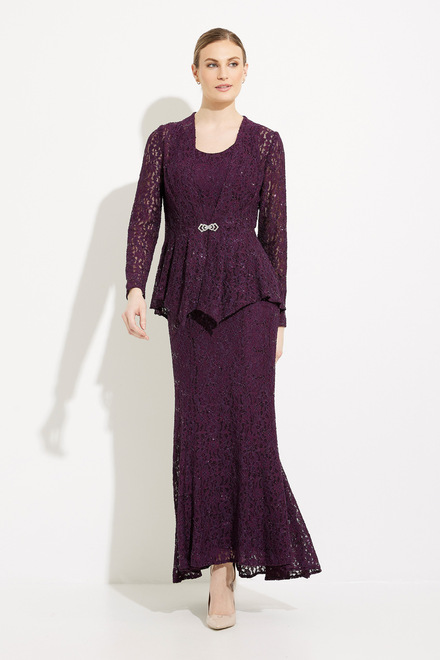 Embellished Lace Gown with Jacket Style 81122452. Raisin