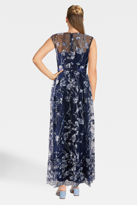 Embroidered Illusion Neck Dress Style 81171482. Navy/multi. 2