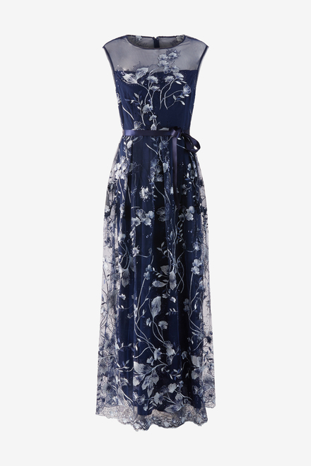 Embroidered Illusion Neck Dress Style 81171482. Navy/multi. 5