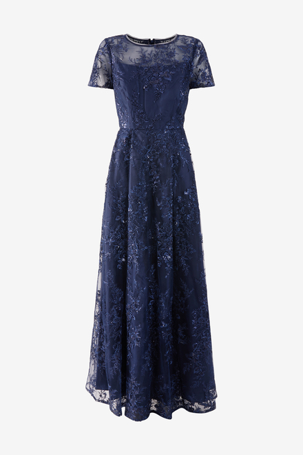 Embroidered A-Line Dress Style 81171556. Navy. 5