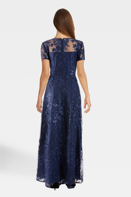 Embroidered A-Line Dress Style 81171556. Navy. 2