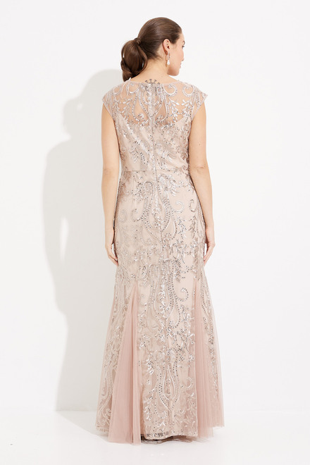 Beaded Detail Overlay Dress Style 8117808. Champagne. 2