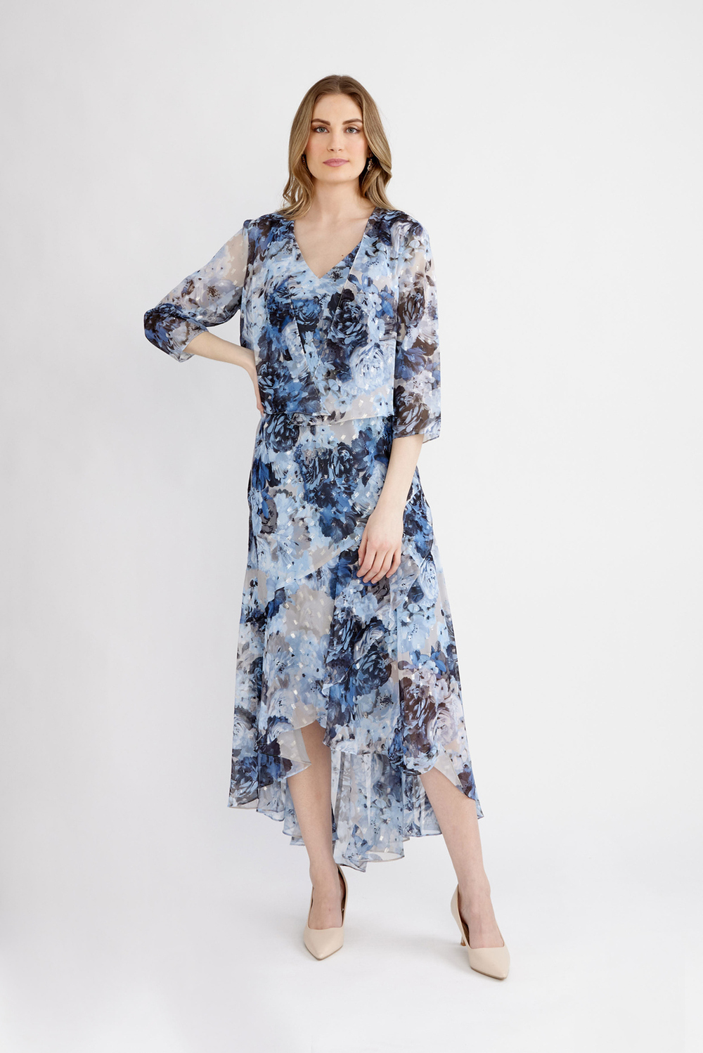 Tulip High-Low Hem Dress Style 8175915. Blue/multi