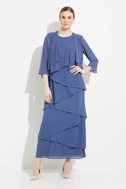 Asymmetric Tiered Dress with Jacket Style 8192001. Wedgewood. 5