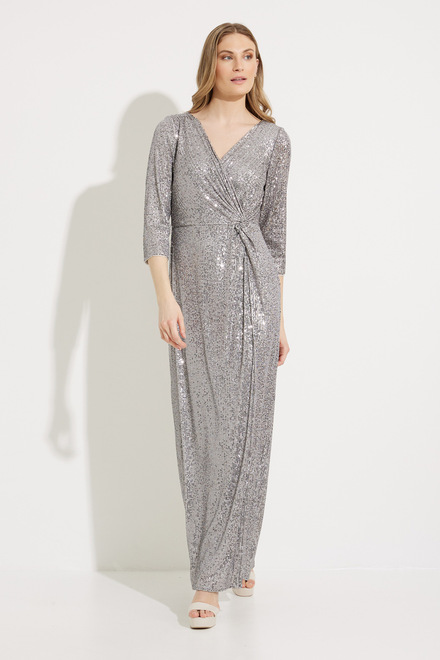 Sequin Wrap Front Dress Style 8196646. Pewter. 5