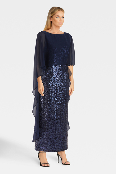 Beaded Overlay Gown Style 8196897. Navy. 4