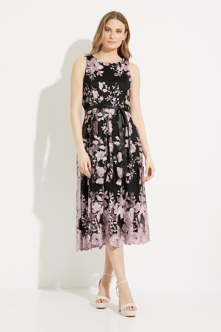 Floral Embroidery Dress Style J1171186. Black/Rose