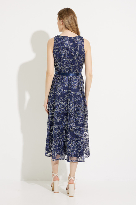 Embroidered Floral Dress Style J1171290. Navy. 2