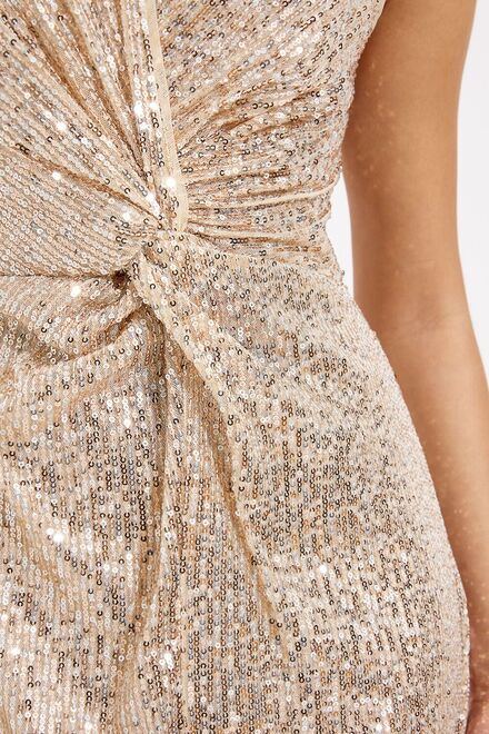Sequin Tank Dress Style J196828. Taupe. 4