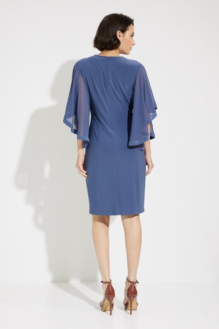 Wrap Front Flutter Sleeve Dress Style 231771. Mineral Blue. 3