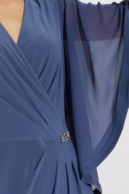 Wrap Front Flutter Sleeve Dress Style 231771. Mineral Blue. 5