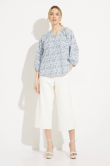 Printed Linen Blouse Style SP2373. Blue Ditsy. 6