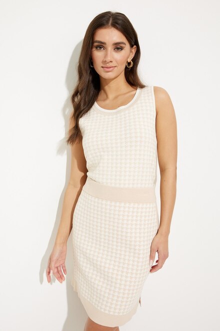 Houndstooth Print Skirt Style SP2344. Ivory/sand. 2