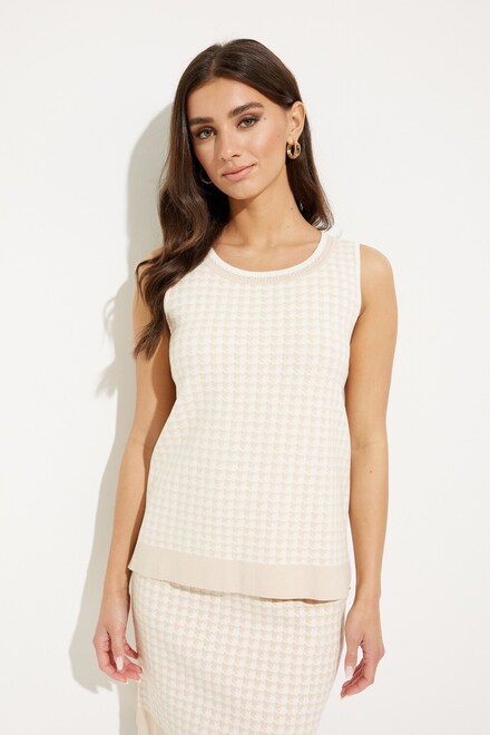 Houndstooth Print Sleeveless Top Style SP2345. Ivory. 3