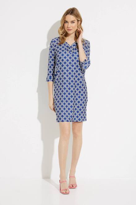 Retro Print Dress Style P23109. Blue/white. 5