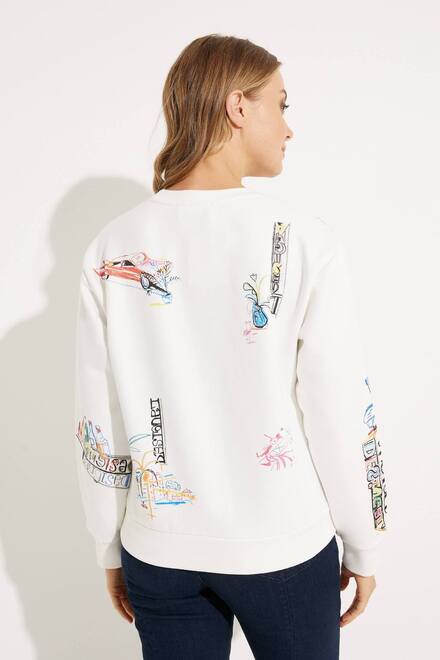 Graphic Long Sleeve Sweater Style 23SWSK32/1001. Crudo. 2