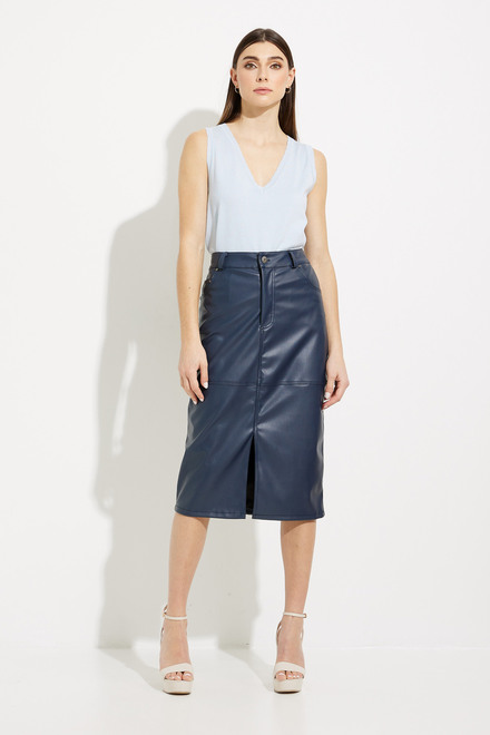 Faux Leather Pencil Skirt Style SP2314. Navy. 6