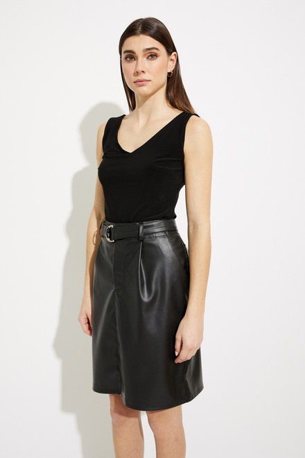 Belted Faux Leather Skirt Style SP2315. Black. 5