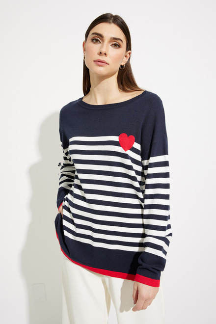 Striped Heart Detail Sweater Style SP2328. Navy/white. 2