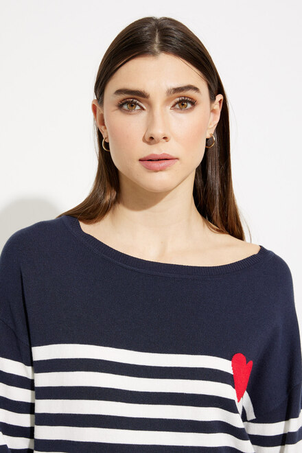 Striped Heart Detail Sweater Style SP2328. Navy/white. 4