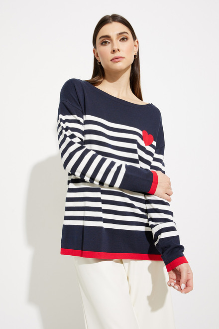 Striped Heart Detail Sweater Style SP2328. Navy/white. 5