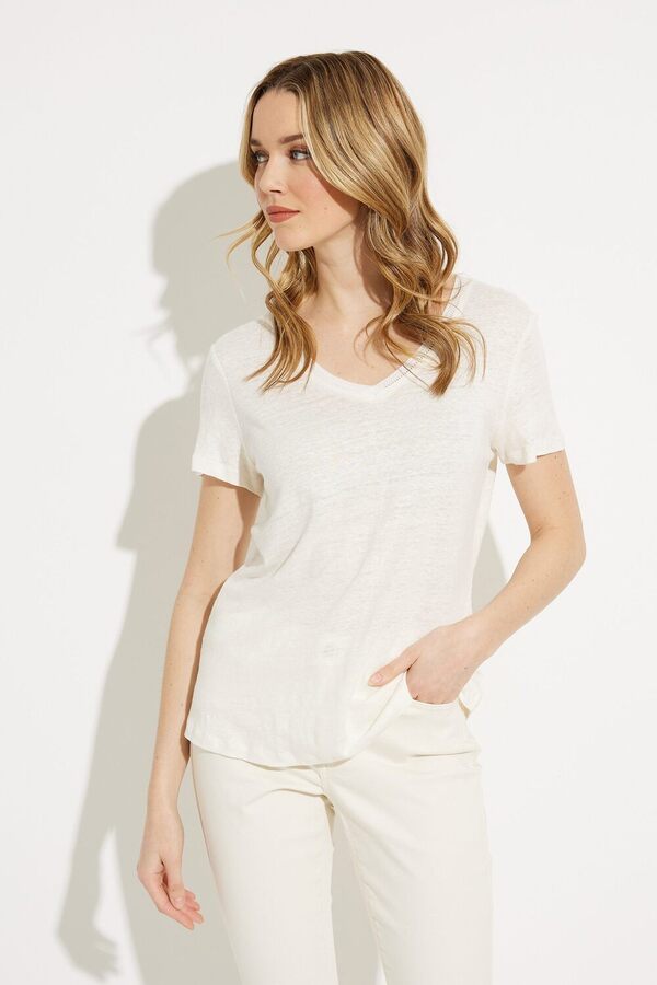Linen Jersey T-Shirt Style C1231RPK. Natural