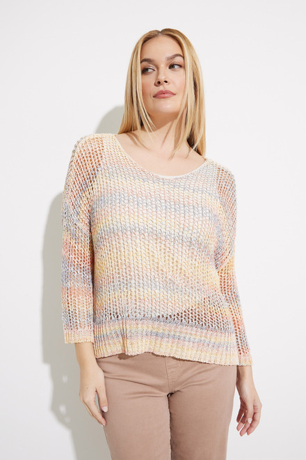 Printed Fishnet Crochet Sweater Style C2326. Multicolor