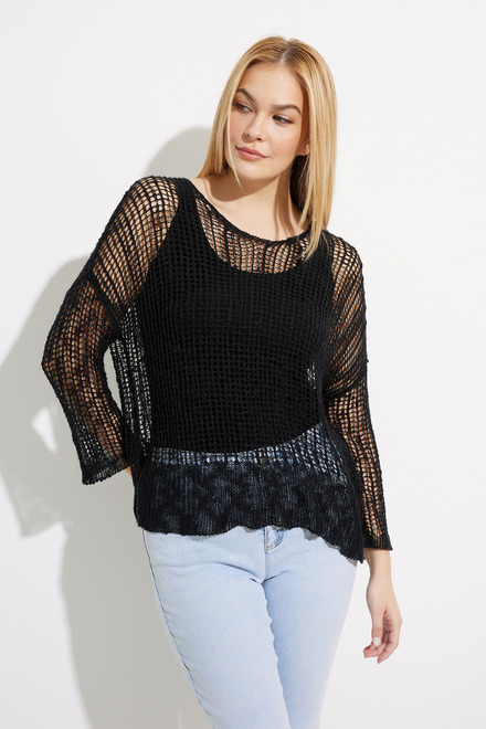 Fishnet Crochet Sweater Style C2326. Black. 3