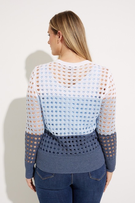 Colour-Blocked Fishnet Sweater Style C2481. Blue. 2