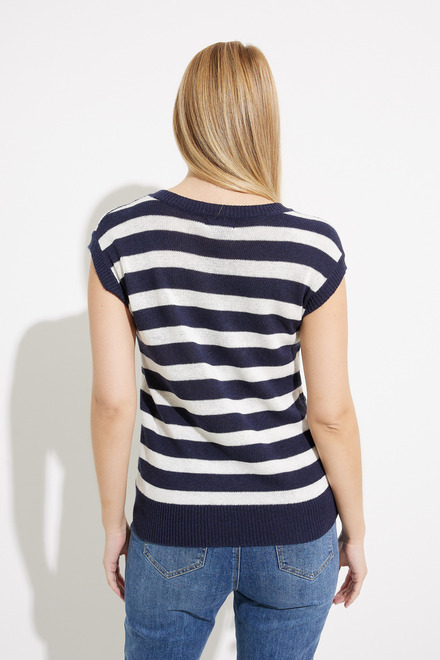 Striped Sleeveless Sweater Vest Style C2485. Navy. 2