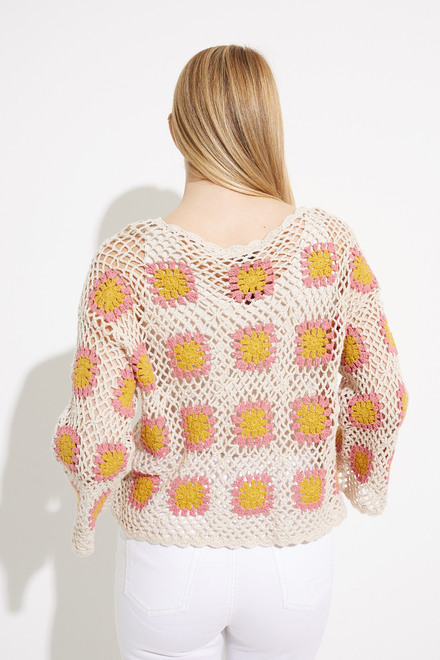 Floral Crochet Top Style C2489. Grapefruit. 3