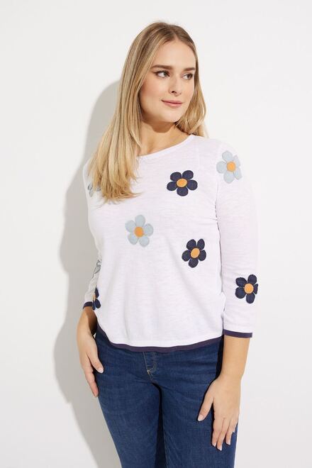 Daisy Patch Sweater Style C2501. Blanc
