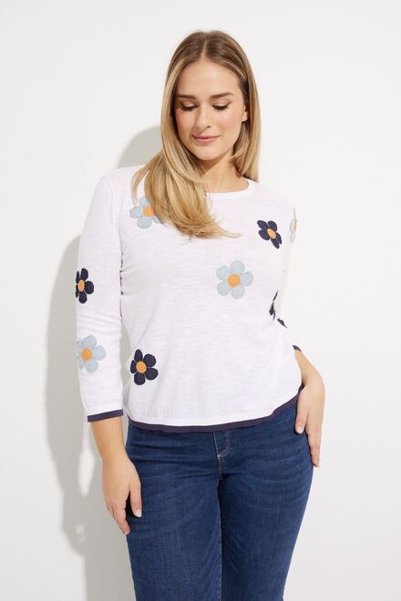 Daisy Patch Sweater Style C2501. White. 3