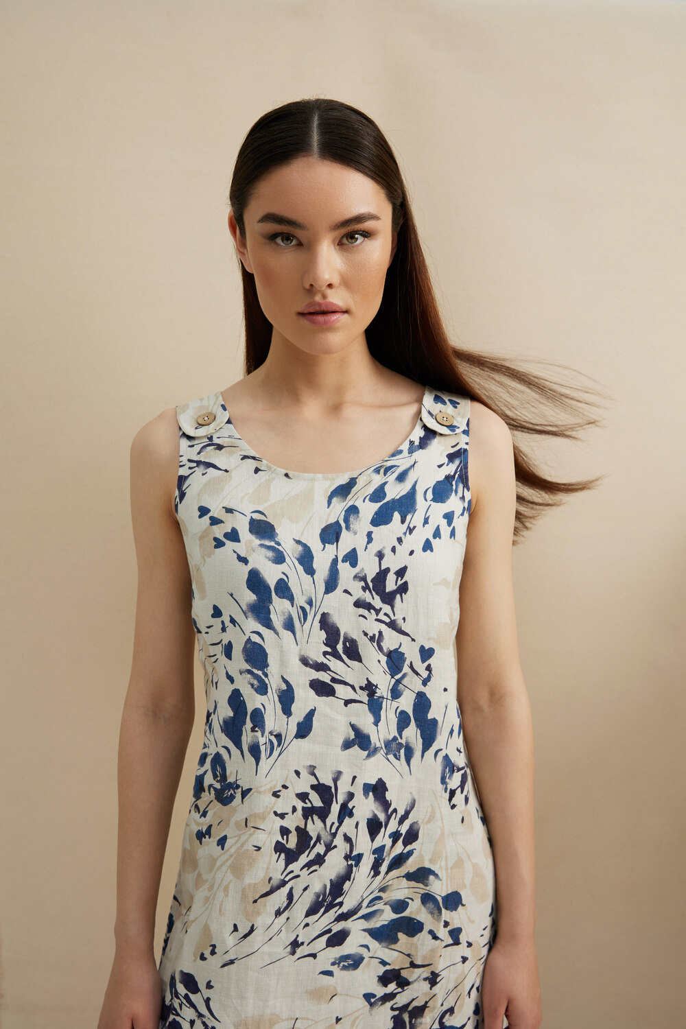 Printed Linen Dress Style C3154. Bloom