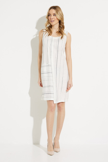 Asymmetrical Stripe Linen Dress Style C3157. White